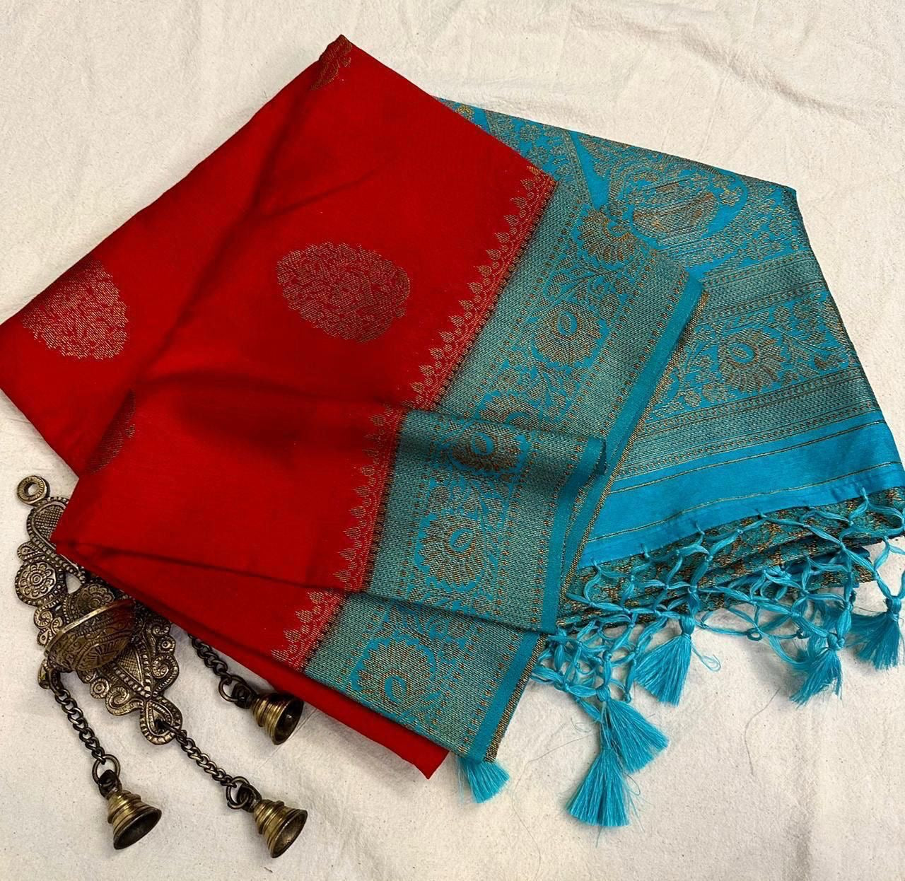Soft Banarasi mulberry cotton silk saree
