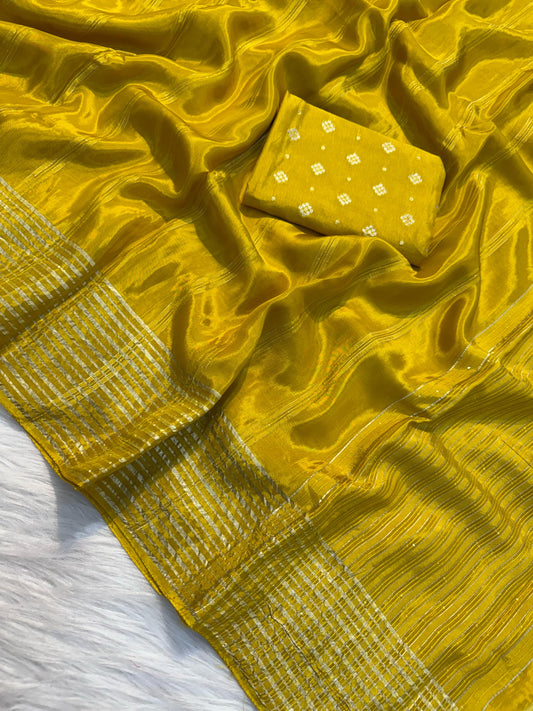 Soft viscous crepe silk saree with gotta border