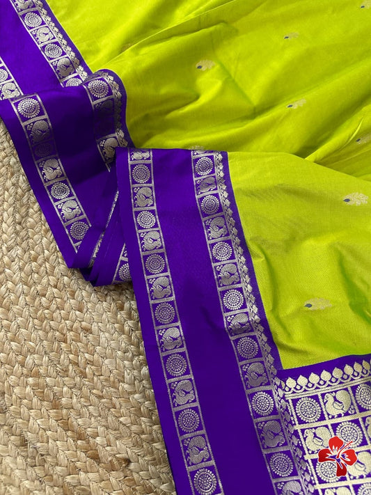 Beautiful semi kanjivaram soft silk saree - green purple