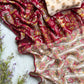 Beautiful georgette saree with kalamkari prints and lace detailing border