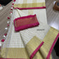 Pure linen checks saree with contrast blouse