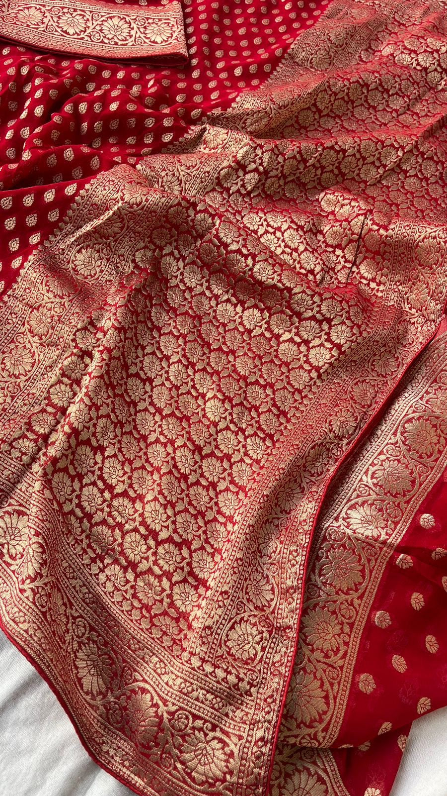 Pure khaddi Georgette With Banarasi Zari Weaving