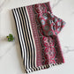 Soft and flowy crepe silk saree with stripes and ajrakh pallu