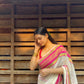 Pure authentic mul cotton saree with pink zari border