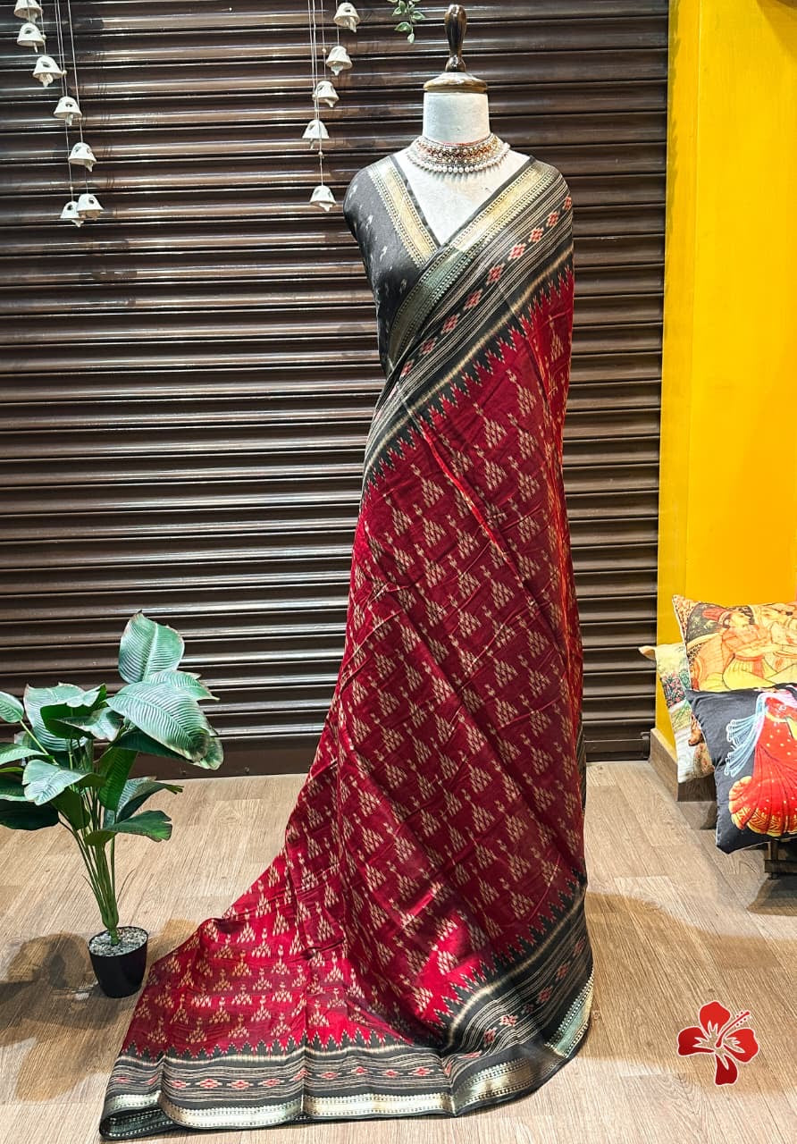 Soft ikkat printed mix cotton sarees
