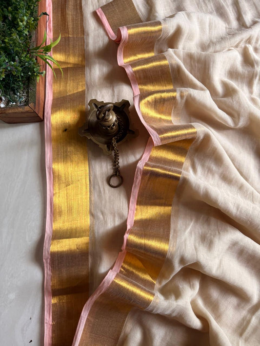 Soft Mul cotton saree - baby pink