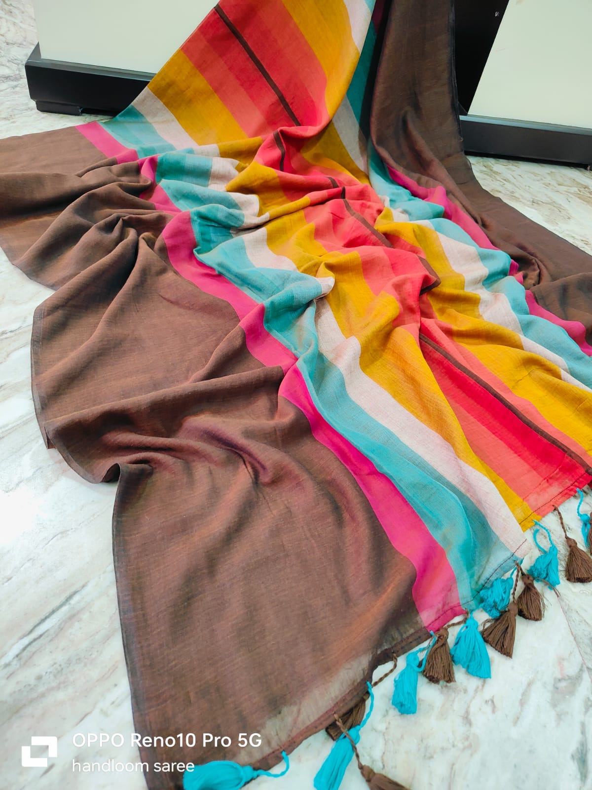 Mul Cotton saree with tassels - BBY