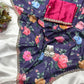 Floral chinon saree with beautiful pearl work border