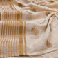 Pure authentic mul cotton saree with zari stripes border and polka body - without blouse