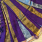 Linen sarees with gold silver zari stripes all over!
