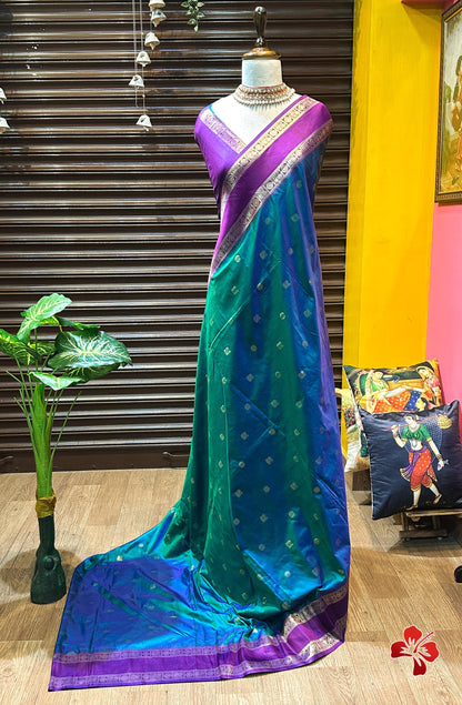 Semi kanchi silk saree with contrast border