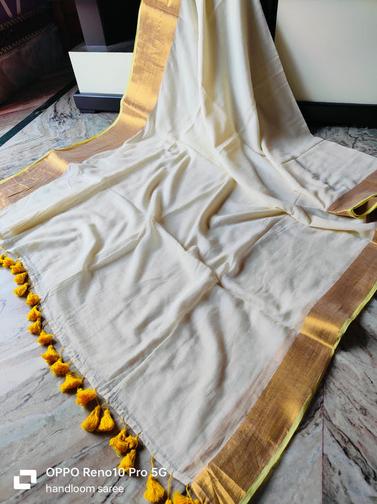 Soft Mul cotton Saree - Yellow2