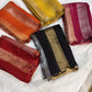 Beautiful georgette tissue silk saree with gold and silver tissue patta