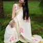 Prebooking 15 days - Premium pink lotus printed kerala cotton saree