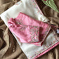 Premium organza with beautiful embroidery- White/Pink