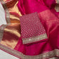 Pure organza saree with kanchi zari border and heavy blouse