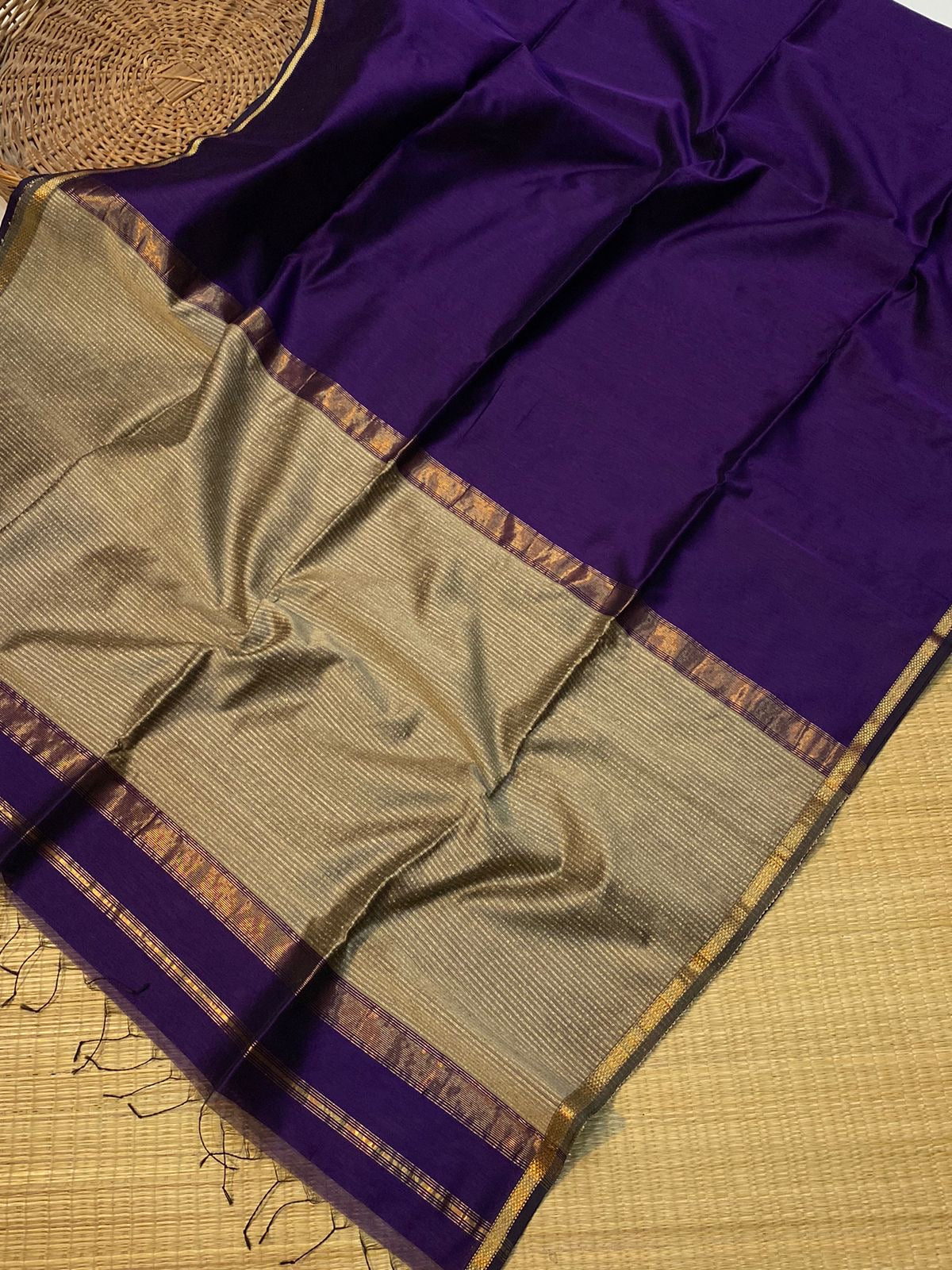 Pure Maheshwari Silk cotton with small border