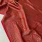 Pure khaddi handloom crepe chiffon antique brocade saree