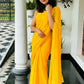 Soft Viscous crushed chinon silk checks saree