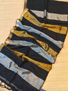 Linen sarees with gold silver zari stripes all over!