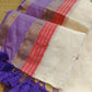 Pure mul cotton saree with purple red zari border