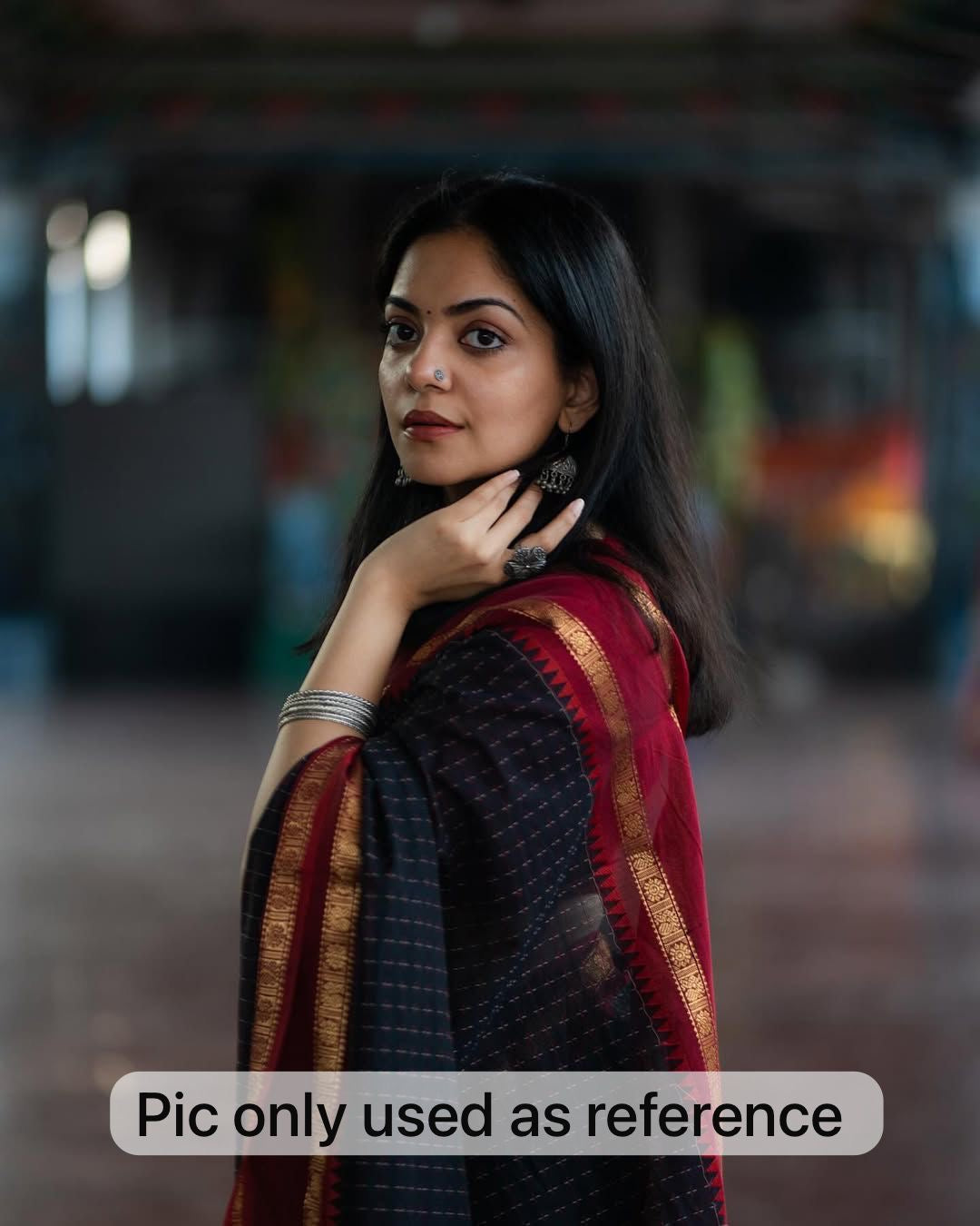 Prebooking (15-20 days) Ahaana inspired pure kanchi cotton saree in black and red combo