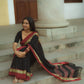 Narayanpet elephant border saree - Black