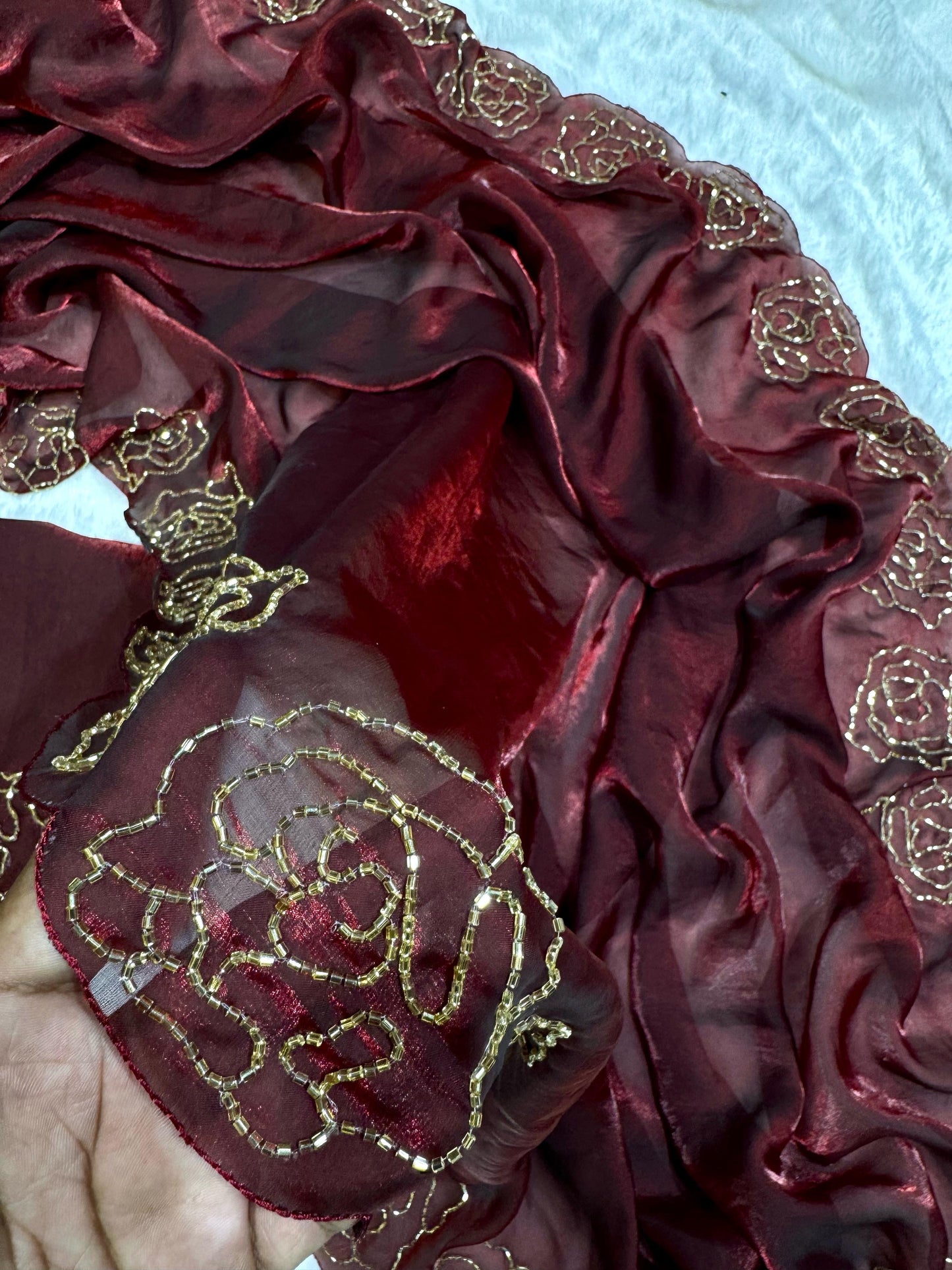 Space Silk with cut dana sequins