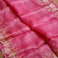 Pure organza silk saree with embroidery scallop border