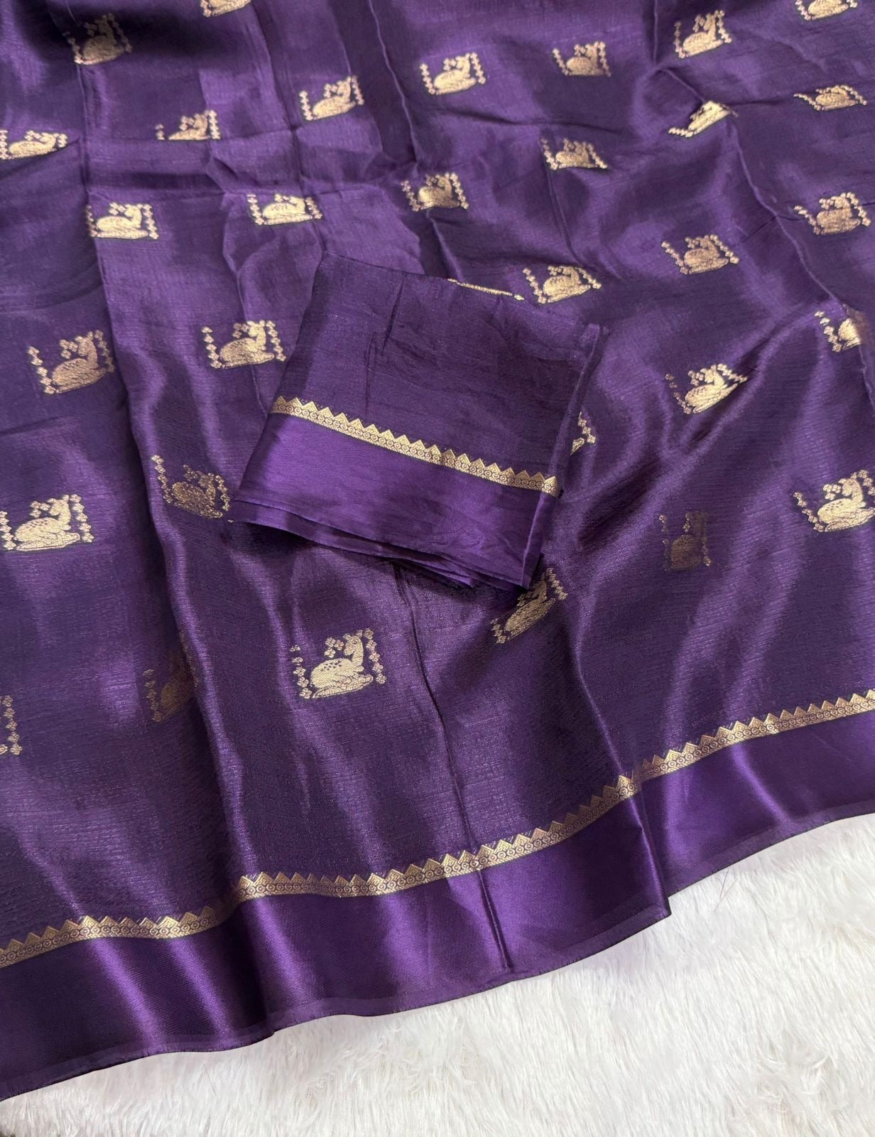 Beautiful khadi viscous silk - deer design