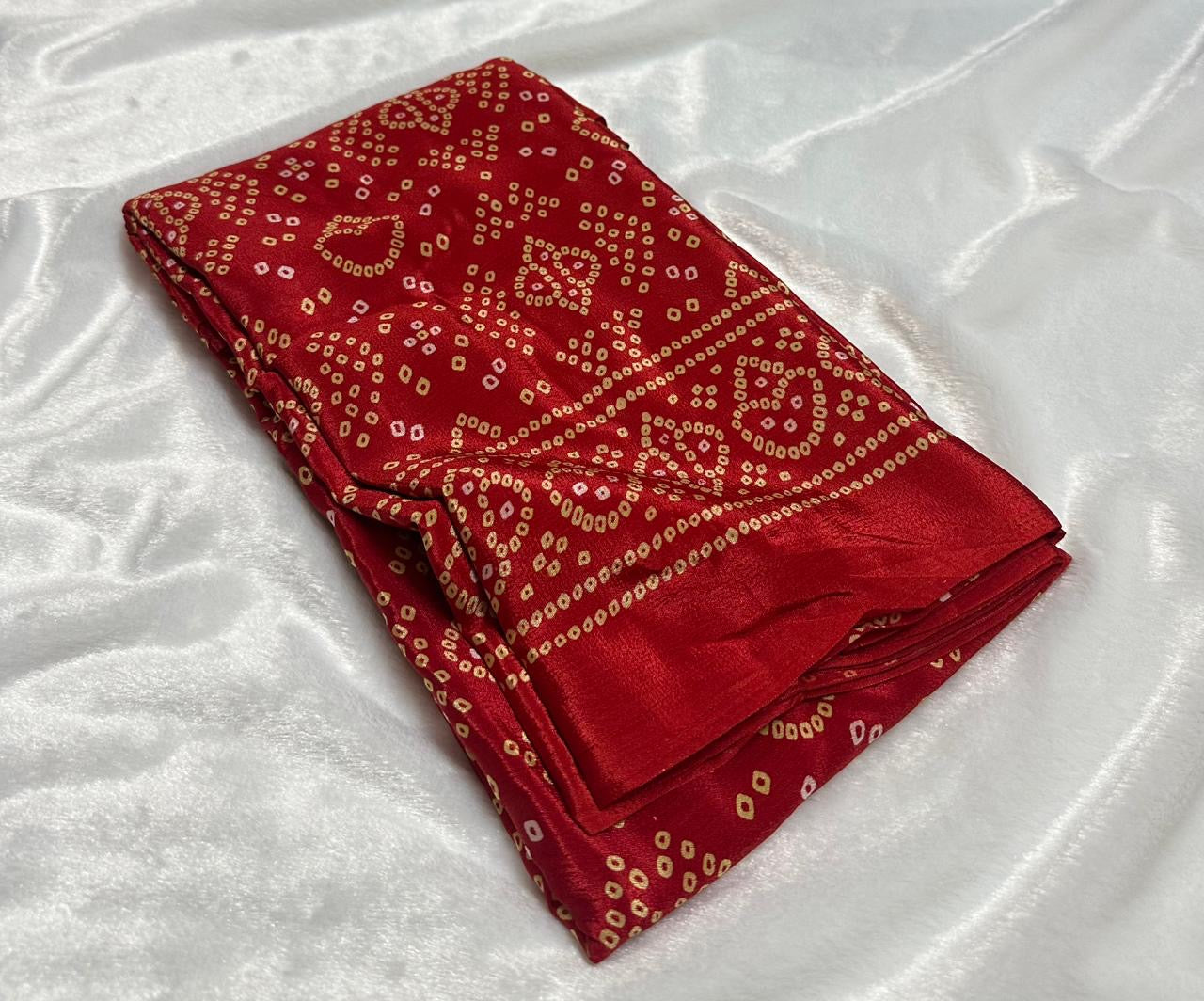 Crepe silk saree with bandhini prints