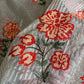 Premium kora organza saree with cross stitched embroidery and stripes