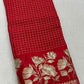 Gorgeous premium viscous chinon silk saree with zari checks and embroidered border