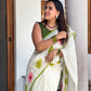 Pure mul cotton handpainted saree - Morning Glory
