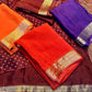 Premium viscous chinon blend saree with zari weaved border