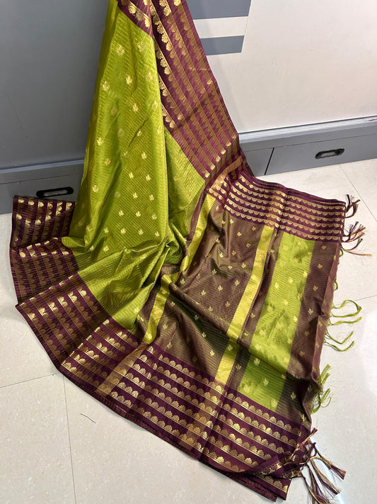 Semi Banarasi katan silk saree with fine weavings