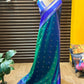 Semi kanchi silk saree with contrast border