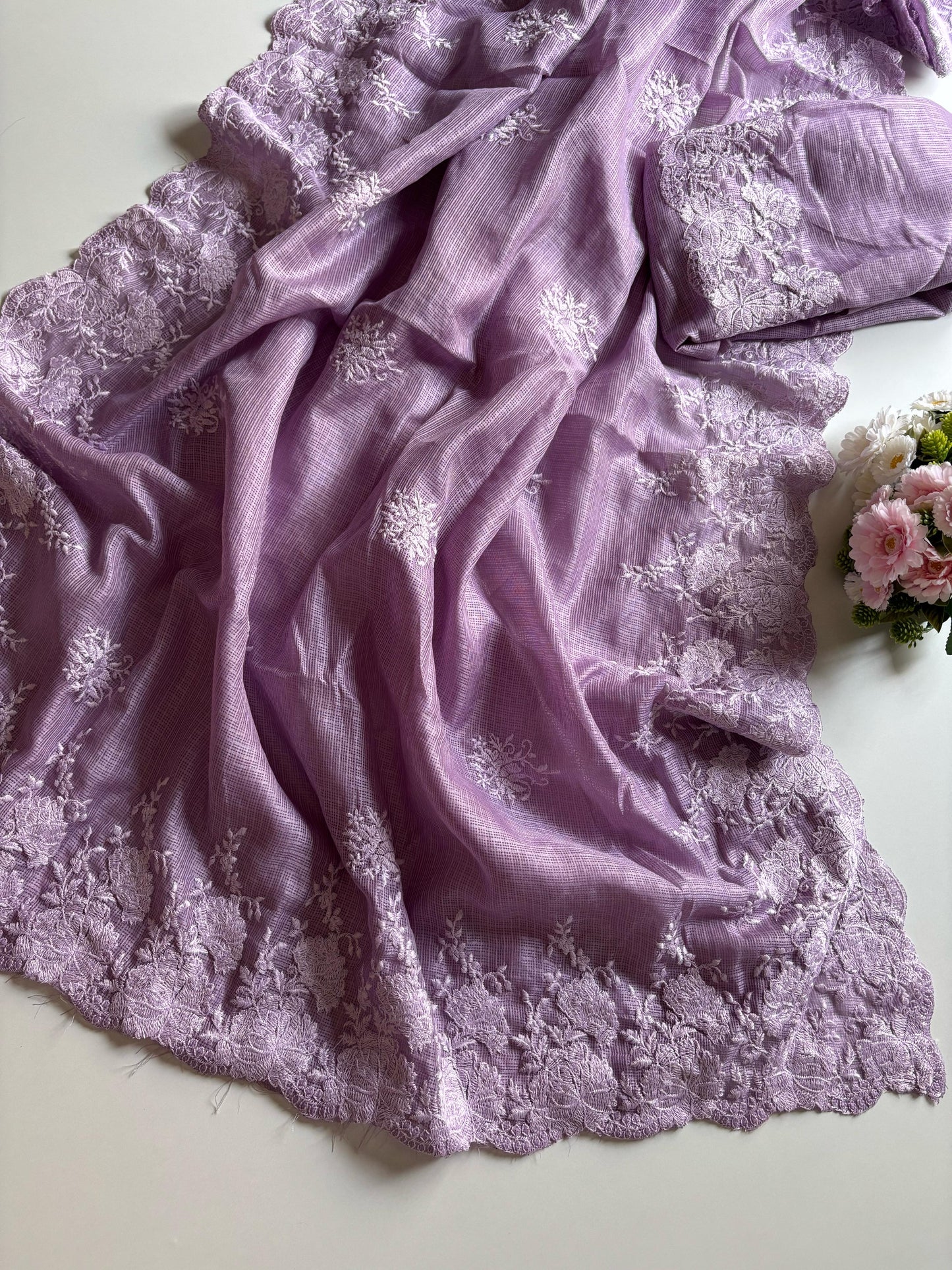 Premium Kota checks saree with embroidery