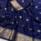 Soft viscous crepe silk with flower buttas and Banarasi border