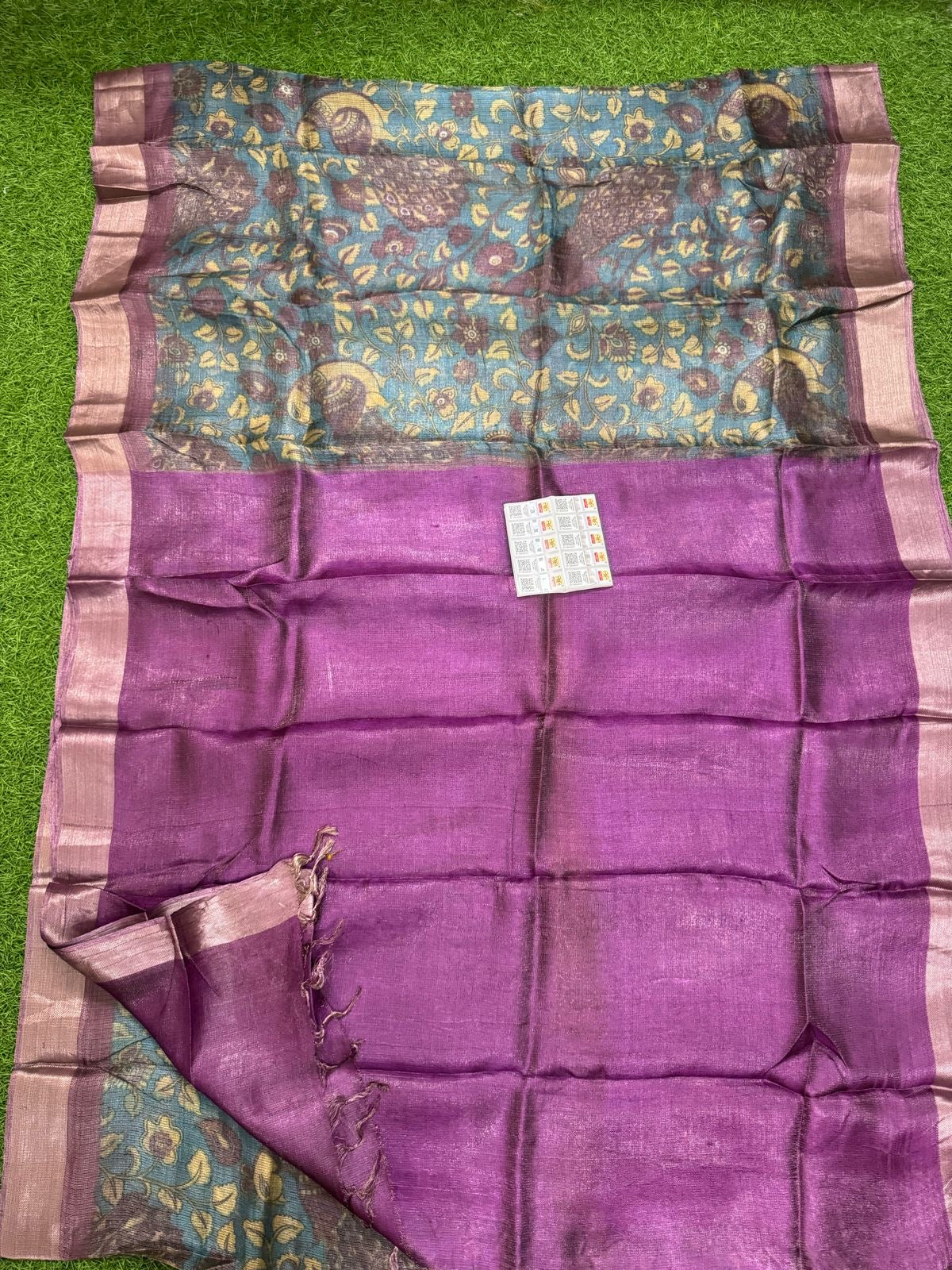 Beautiful soft tussar tissue printed silk saree (Prebooking)