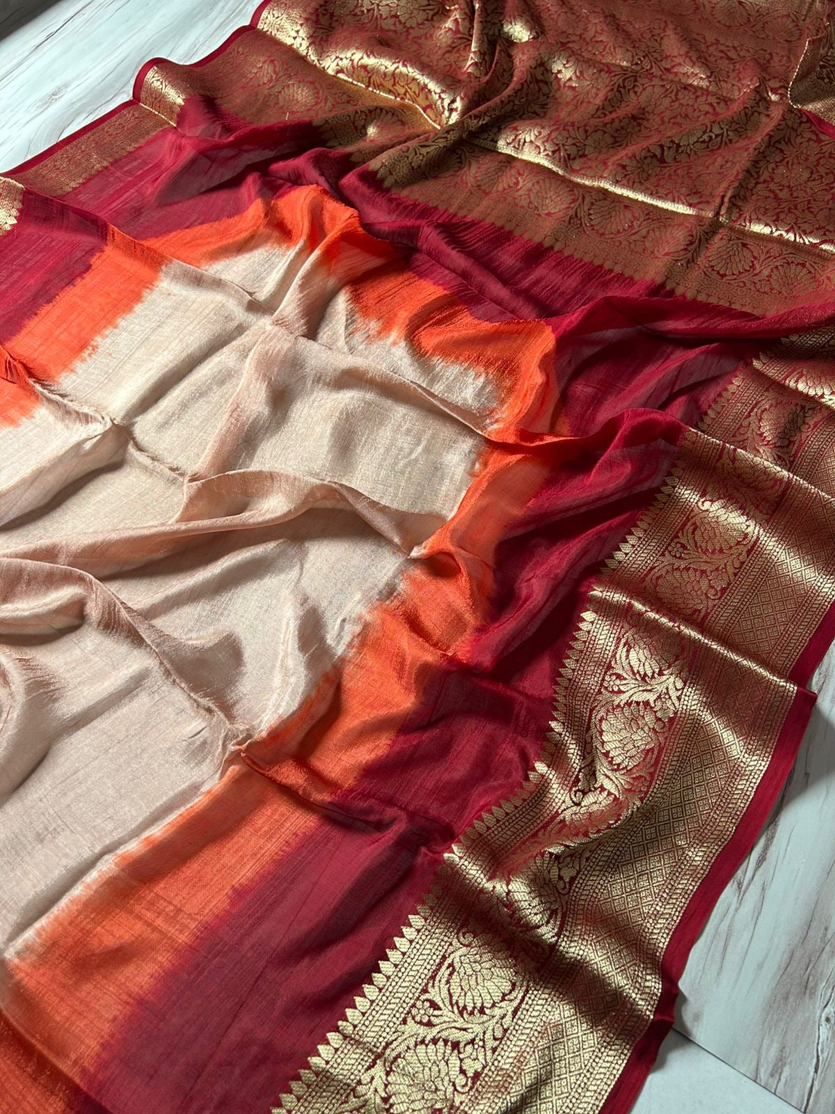 Beautiful mix cotton tie dye saree with multi colors