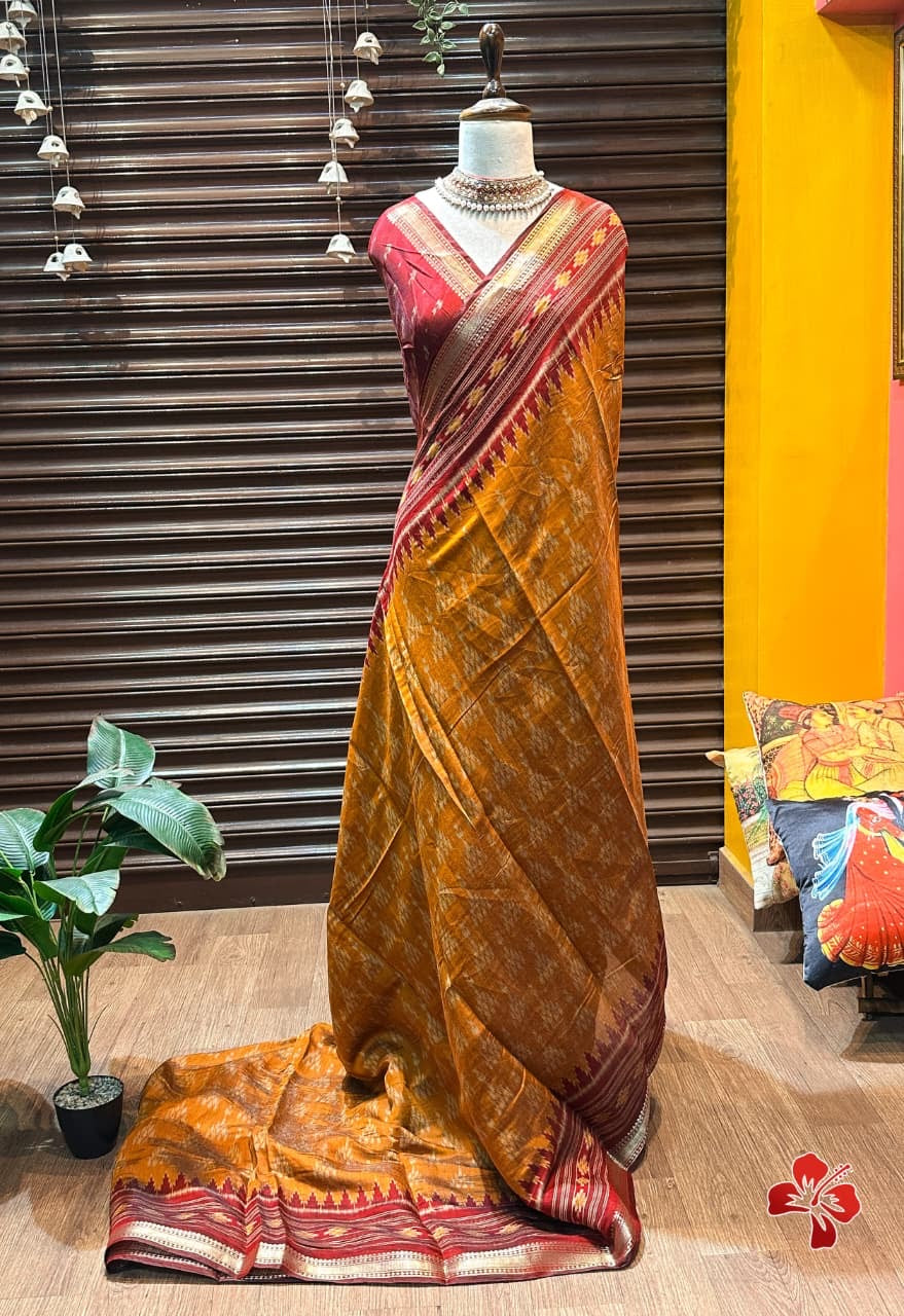 Soft ikkat printed mix cotton sarees