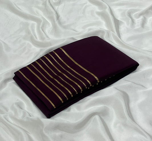 Soft semi Mysore crepe silk sarees with zari stripe border