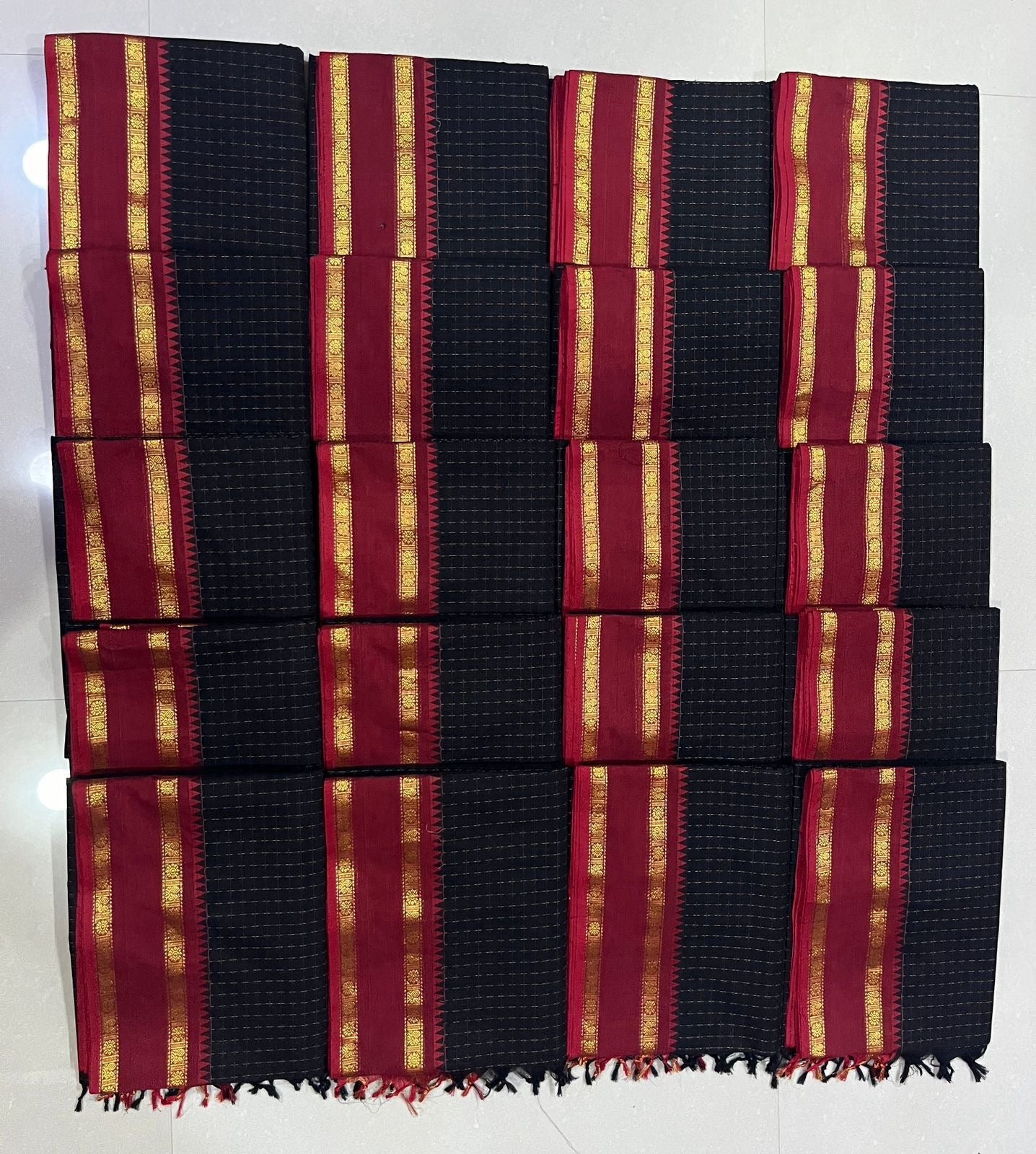 Prebooking (15-20 days) Ahaana inspired pure kanchi cotton saree in black and red combo
