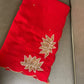 Soft crush rangoli saree with beautiful lotus handwork on pallu