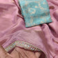 Pure tissue silk saree with handwork cutdana border and Banarasi weaving blouse