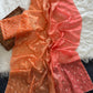 Beautiful kota doria saree with white buti weaving and scalloped border