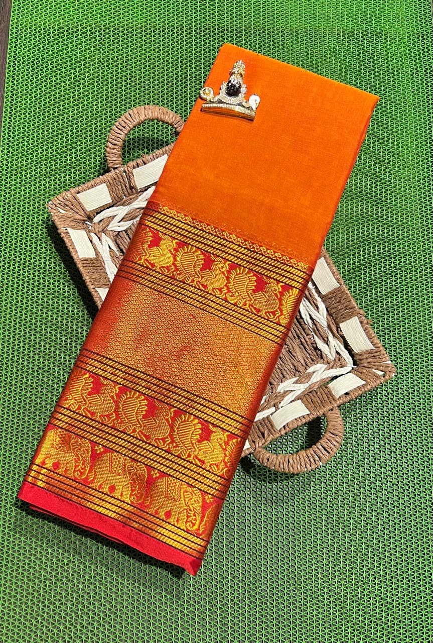 Aranya handwoven big border Narayanpet cotton sarees