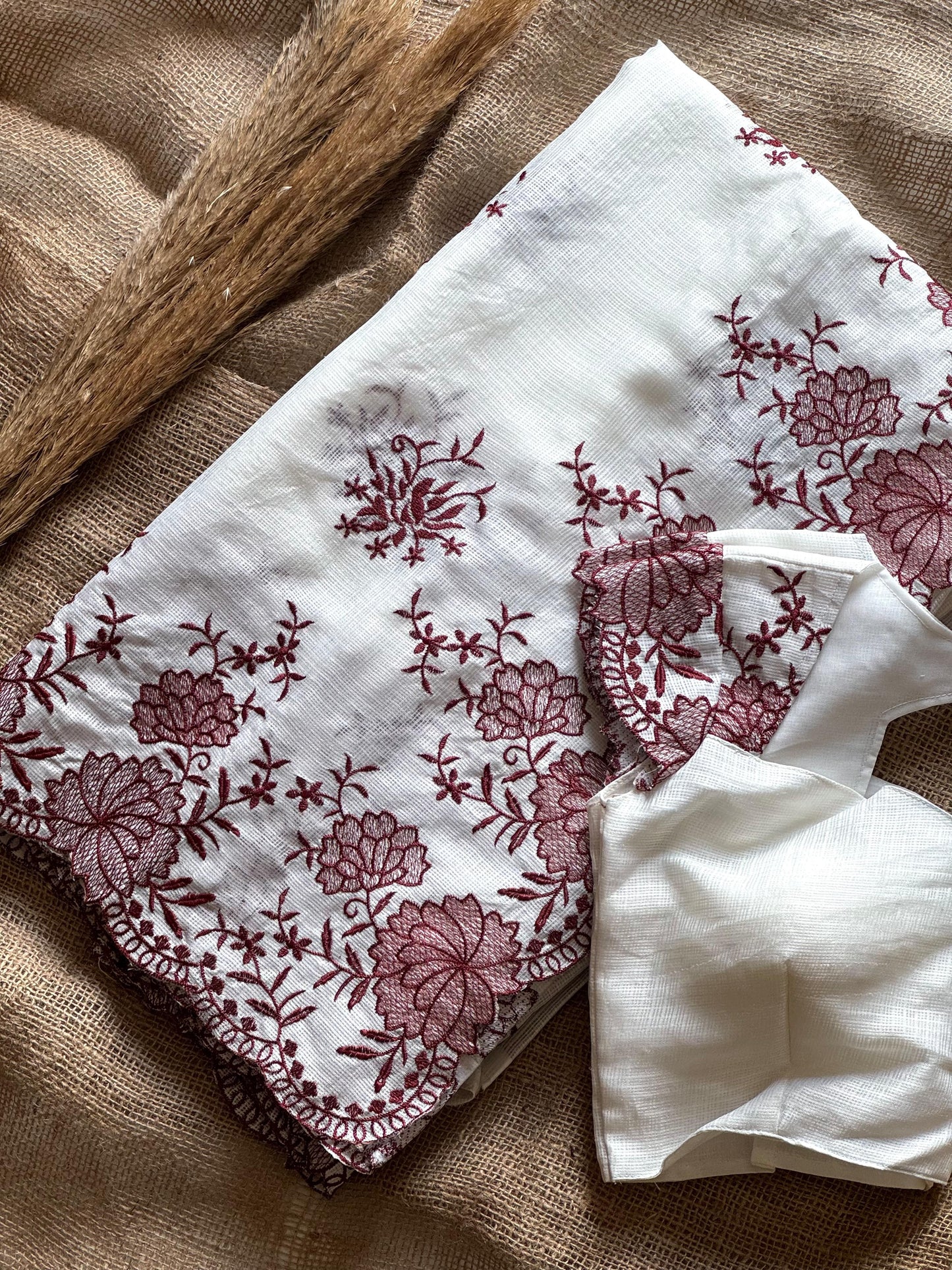 Kota Doria saree with beautiful embroidery