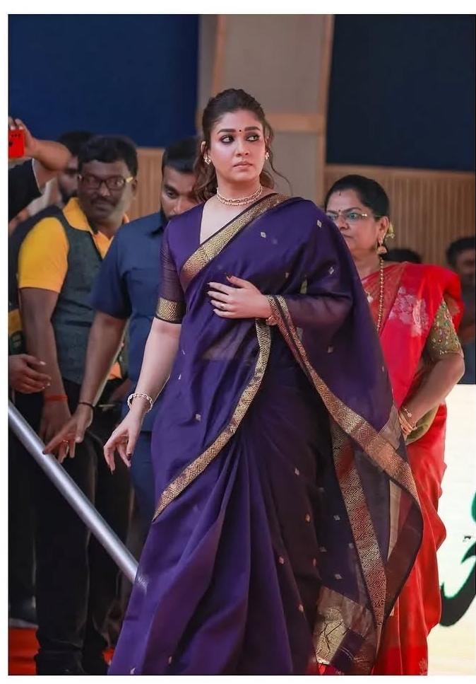Nayanthara inspired Maheshwari silk cotton saree